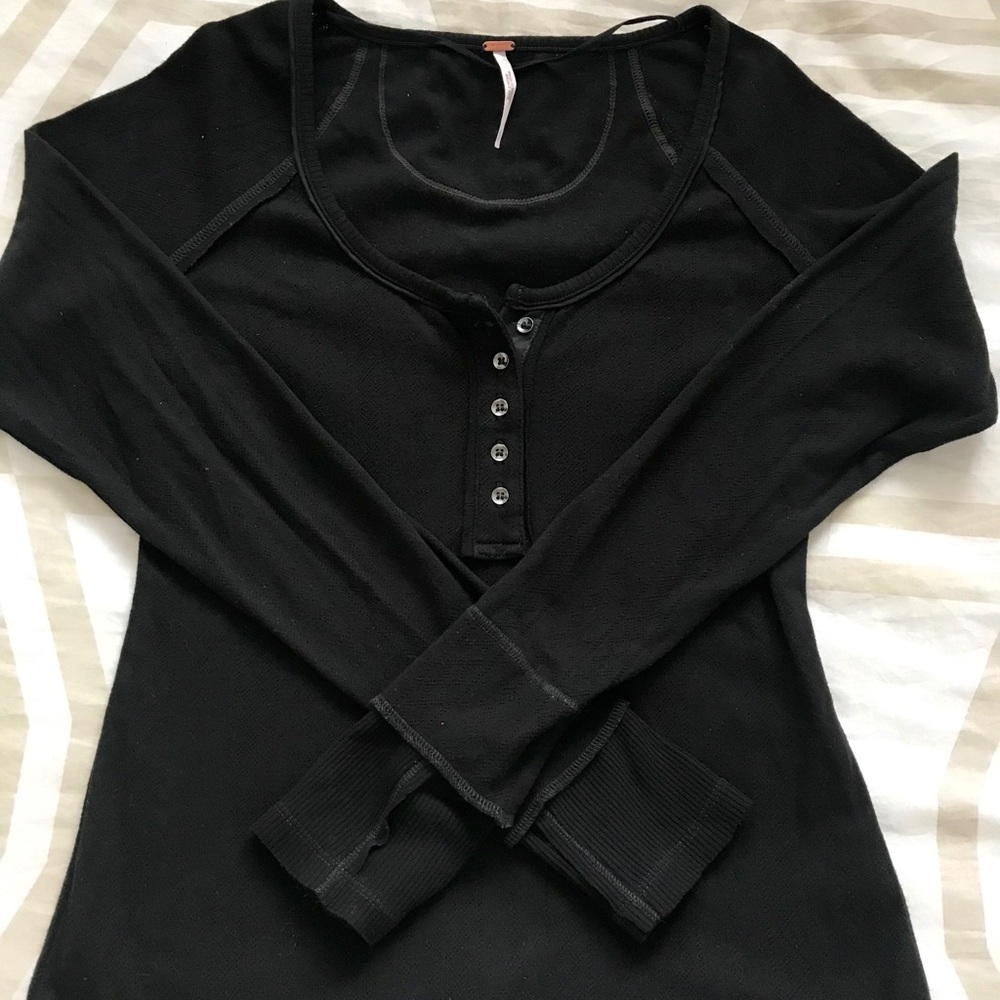 Free People black long sleeve top